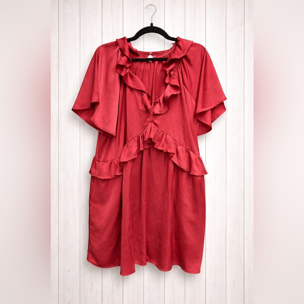 Old Navy Asymmetrical Red Ruffle Dress